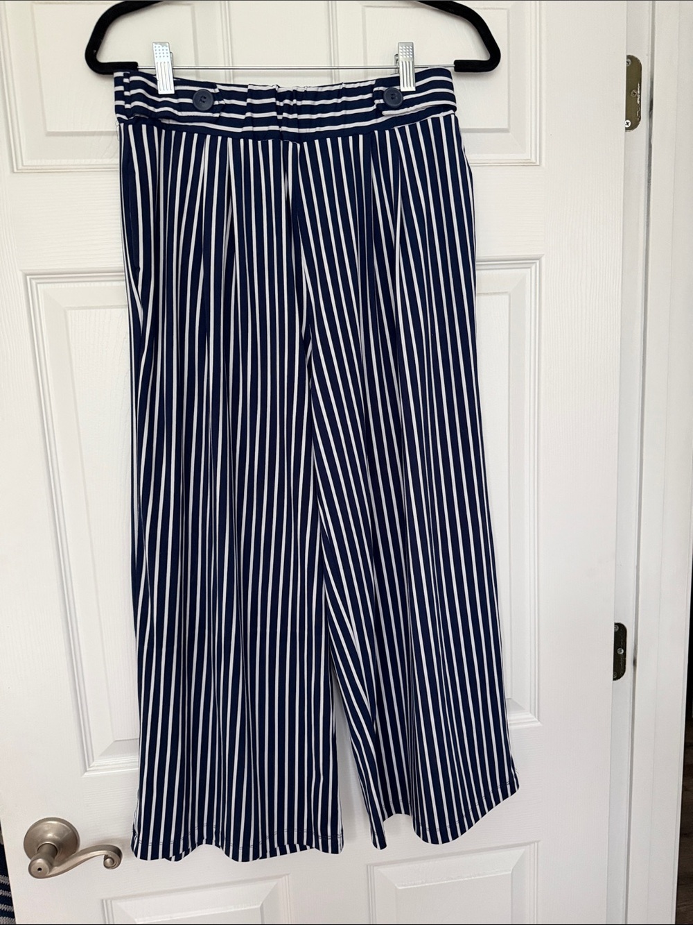 Robert Louis Navy and White Vertical Stripe Palazzo Pants